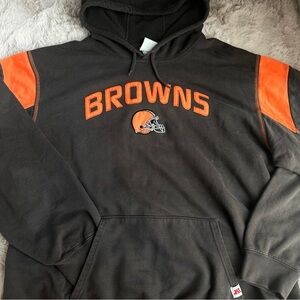 Vintage Cleveland Browns Spellout/Helmet NFL Apparel Hoodie - Brown/Orange